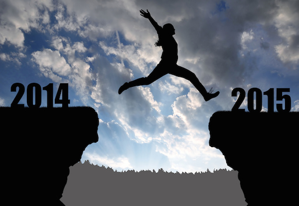 Girl jumps to the New Year 2015